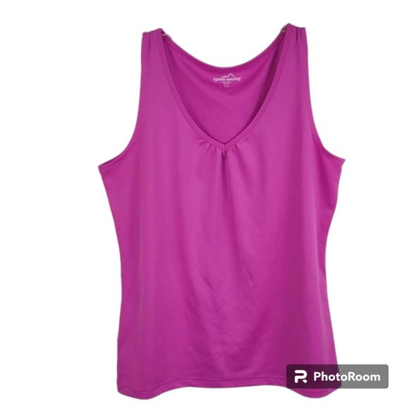 Eddie Bauer Women's Orchid Pink Sleeveless V-Neck Ruched Detail Tank - Picture 1 of 8